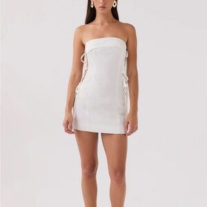 Peppermayo White Strapless Mini Dress